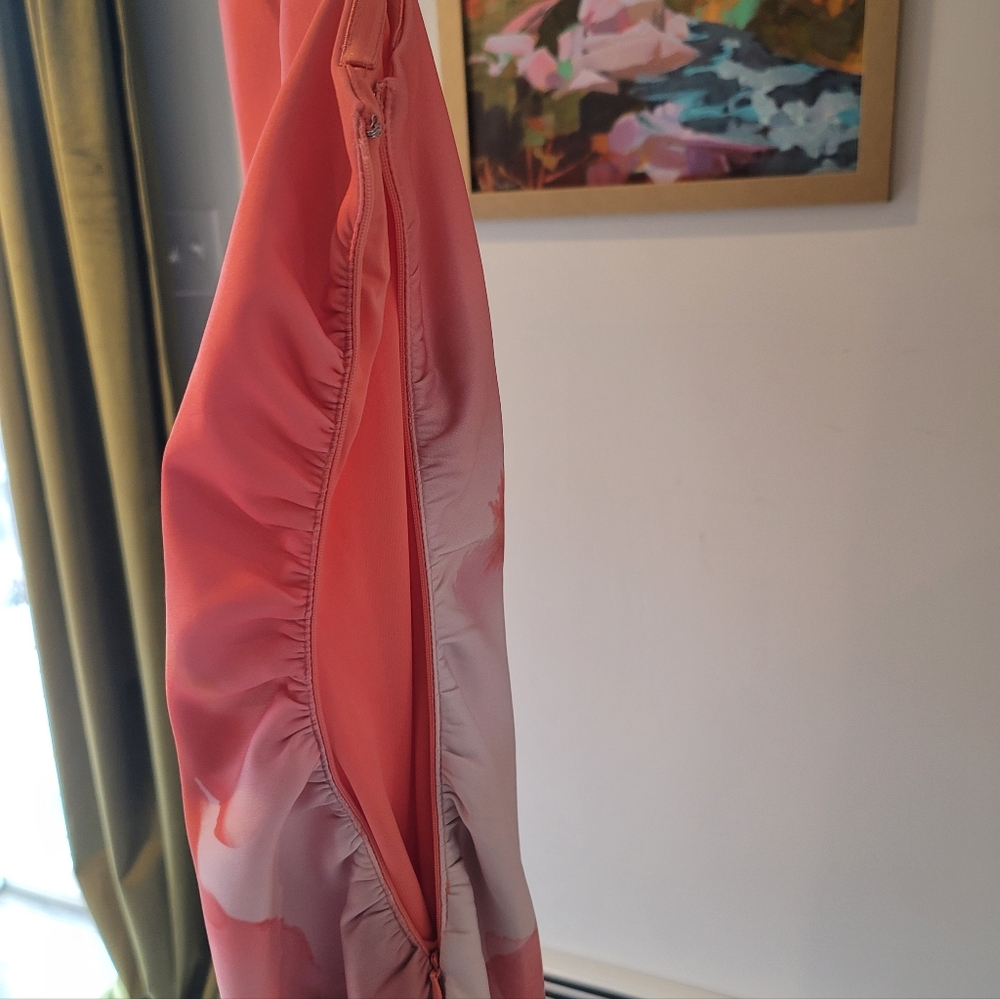 NWT DONNA KARAN Floral One Shoulder Sheat Dress Neoprene Size 14 - Picture 5 of 11